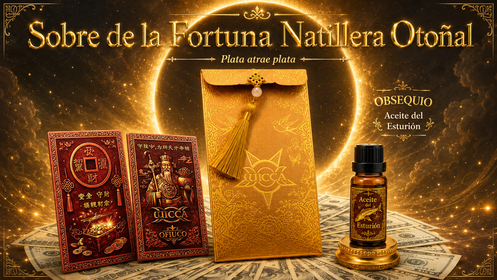Sobre de la Fortuna Natillera Otoñal con la mara sagrada y el aceite del esturión