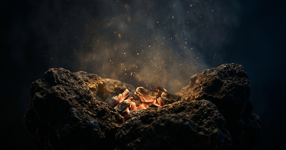 Imagen conceptual de brasas cálidas y luz suave que simbolizan la transformación del dolor del alma.